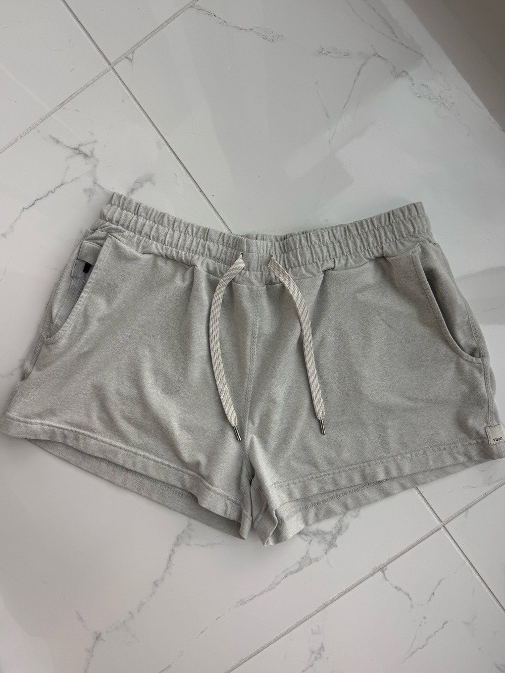 Vuori Light Gray Athletic Knit Drawstring Shorts